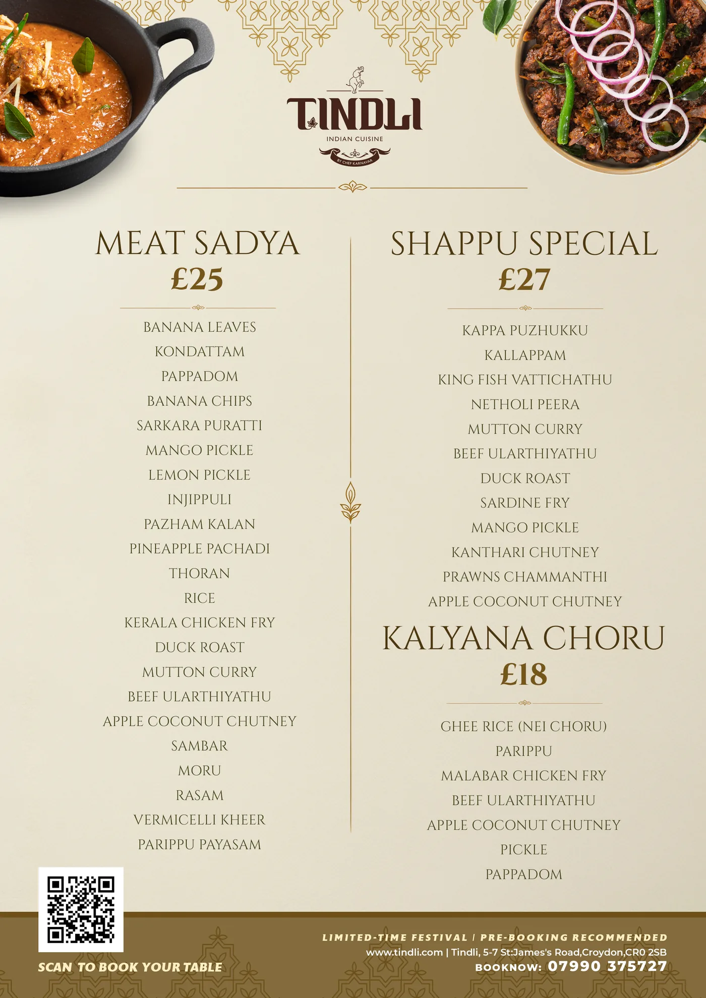 Sadya Combo Menu page 2 Croydon 2026